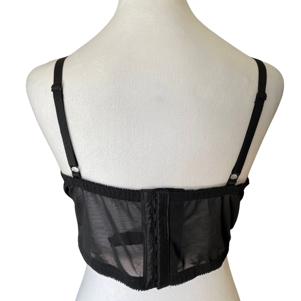 TORRID CURVY Longline Bralette Sz 3 Black Red Lace Underwire Side Boning Harness - Picture 9 of 14